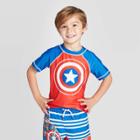 Toddler Boys' Marvel Captain America Rash Guard - Blue 2t, Toddler Boy's,