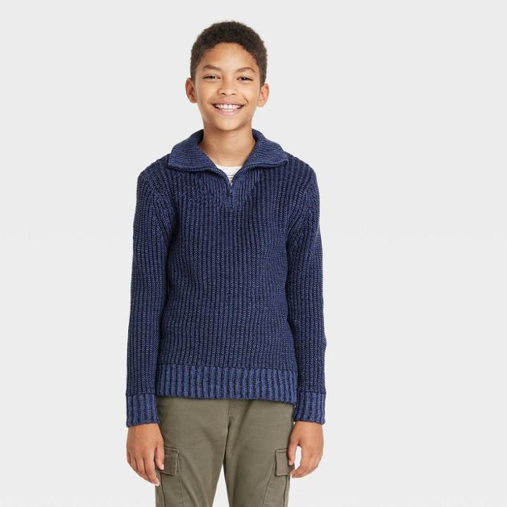 Boys' Quarter Zip Sweater - Cat & Jack Navy