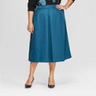 Women's Plus Size Birdcage Silky Midi Skirt - Who What Wear Blue
