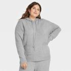 Women's Plus Size Crewneck Hooded Pullover Sweater - A New Day Gray