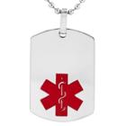 West Coast Jewelry Men's High Polish Stainless Steel Medical Alert Id Dog Tag,