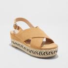 Women's Trista Mixed Media Wedge Espadrille - A New Day Tan