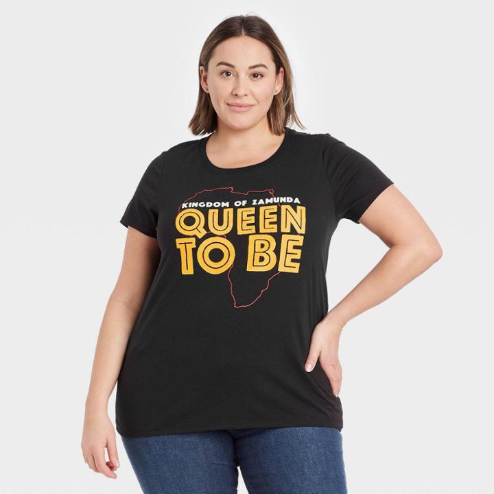 Women's Coming To America Plus Size Queen To Be Short Sleeve Graphic T-shirt - Black