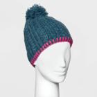 Women's Cable Beanie With Pom - Universal Thread Navy, Blue