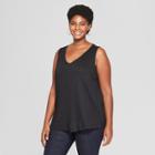 Women's Plus Size V-neck Tank - Ava & Viv Black