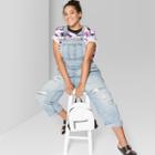 Women's Plus Size Denim Overall Pants Relaxed Oversized Fit - Wild Fable Light Wash