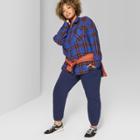 Women's Plus Size Plaid Oversized Long Sleeve Button-down Top - Wild Fable Red