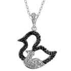 Target Women's Sterling Silver Accent Round-cut Black And White Diamond Motherly Duck Pendant - White