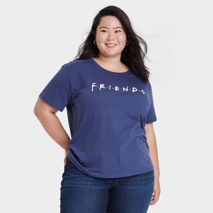 Women's Friends Plus Size Logo Short Sleeve Graphic T-shirt - Navy
