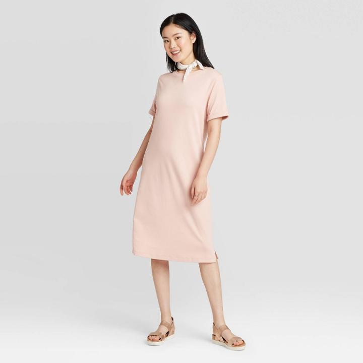 Women's Short Sleeve T-shirt Dress - A New Day Light Pink