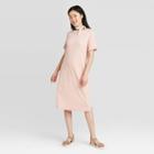 Women's Short Sleeve T-shirt Dress - A New Day Light Pink