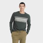 Men's Striped Regular Fit Crewneck Long Sleeve T-shirt - Goodfellow & Co Green/athletic