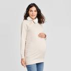 Maternity Long Sleeve Sherpa Sweatshirt - Isabel Maternity By Ingrid & Isabel Oatmeal Heather Xs, Women's, Oatmeal Grey