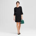 Women's Ponte Ruffle Sleeve Dress - A New Day Black