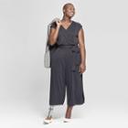 Women's Plus Size Wrap Front Jumpsuit - Ava & Viv Black