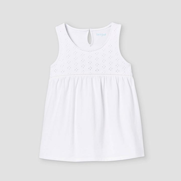 Girls' Knit Eyelet Tank Top - Cat & Jack White