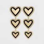 Sugarfix By Baublebar Two-tone Crystal Trim Heart Drop Earrings - Black