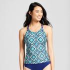 Clean Water Women's Tile Print Racerback Tankini Tops - Blue