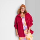 Women's Plus Size Cozy Shacket - Wild Fable Dark Red