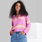 Women's Slouchy Collared Pullover Sweater - Wild Fable Purple