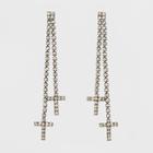 Drop Cup Chain Cross Earrings - Wild Fable White Crystal