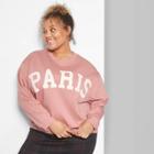Women's Plus Size Long Sleeve Oversized Crewneck Sweatshirt With Paris Graphic - Wild Fable Toasted Pink