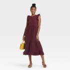 Women's Flutter Sleeveless Tiered Dress - Universal Thread Burgundy