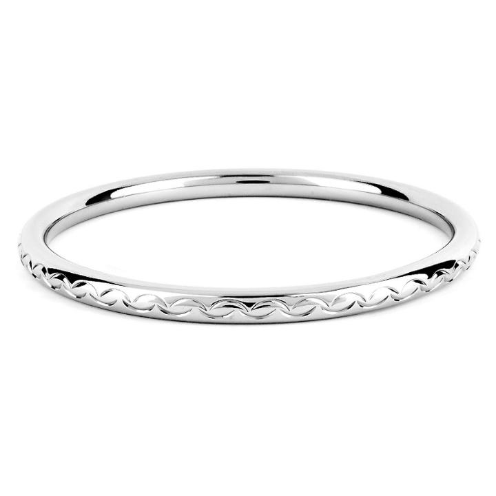 West Coast Jewelry Elya Stainless Steel Scalloped Design Bangle Bracelet, Girl's,