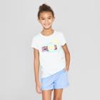 Girls' Short Sleeve Tie Front Camera Flip Sequins T-shirt - Cat & Jack Aqua