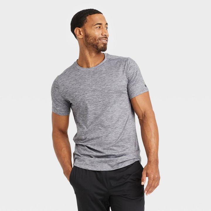 Men's Short Sleeve Soft Stretch T-shirt - All In Motion Heathered Gray