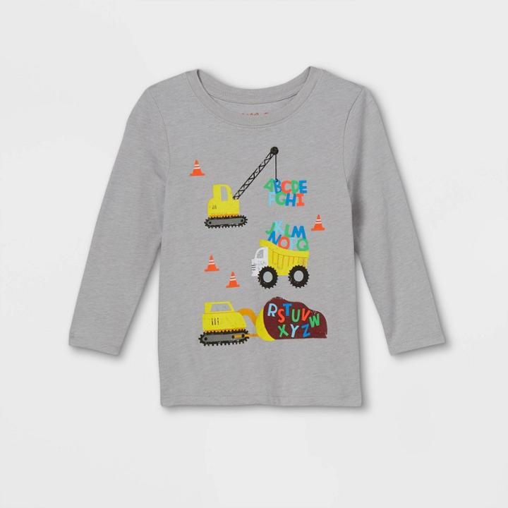 Toddler Boys' Construction Alphabet Graphic Long Sleeve T-shirt - Cat & Jack Gray