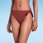Women's Pique Textured High Leg Cheeky High Waist Bikini Bottom - Wild Fable Rust Xxs