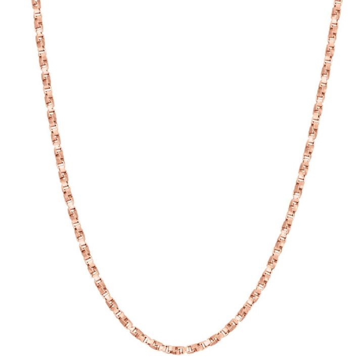 Tiara Rose Gold Over Silver 16 Twisted Box Chain Necklace, Size: