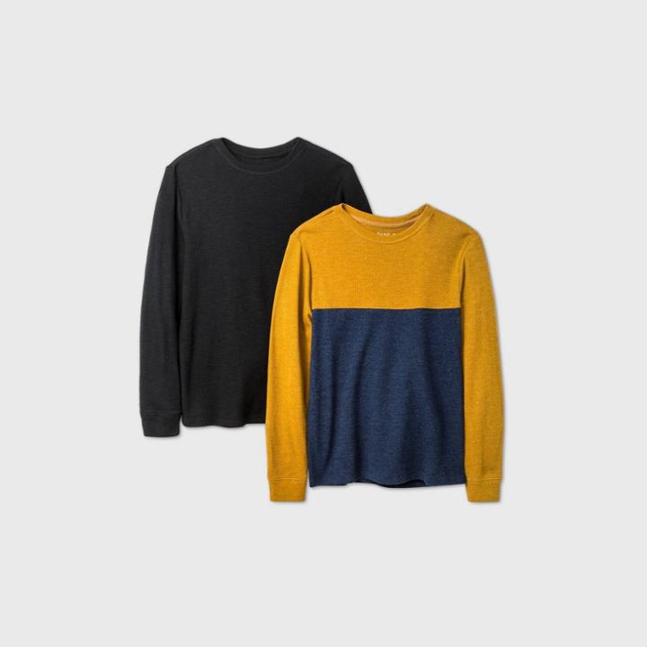 Boys' 2pk Long Sleeve Thermal T-shirt - Cat & Jack Black/navy