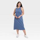 Women's Plus Size Sleeveless Rib Knit Dress - A New Day Blue