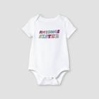 Baby Girls' 'awesome Sister' Short Sleeve Bodysuit - Cat & Jack White Newborn