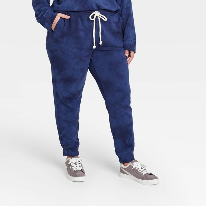 Women's Plus Size Tie-dye Mid-rise Jogger Pants - Universal Thread Dark Blue
