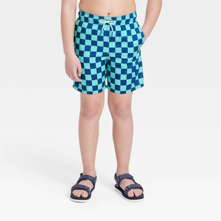 Boys' Checkered Swim Shorts - Cat & Jack Blue