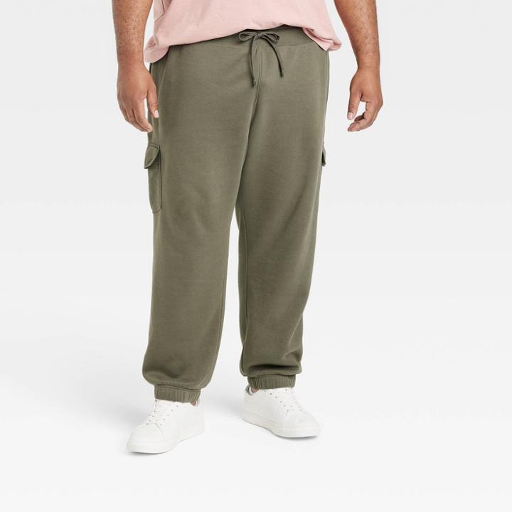 Men's Big & Tall Ultra Soft Fleece Tapered Cargo Pants - Goodfellow & Co Olive Green