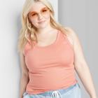 Women's Plus Size Scoop Neck Ribbed Tank Top - Wild Fable Rust 1x, Women's, Size:
