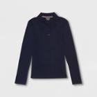 French Toast Girls' Long Sleeve Interlock Uniform Polo Shirt - Navy Xl, Girl's, Blue