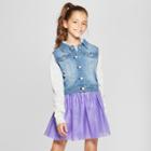 Girls' French Terry Long Sleeve Hoodie Denim Jacket - Cat & Jack