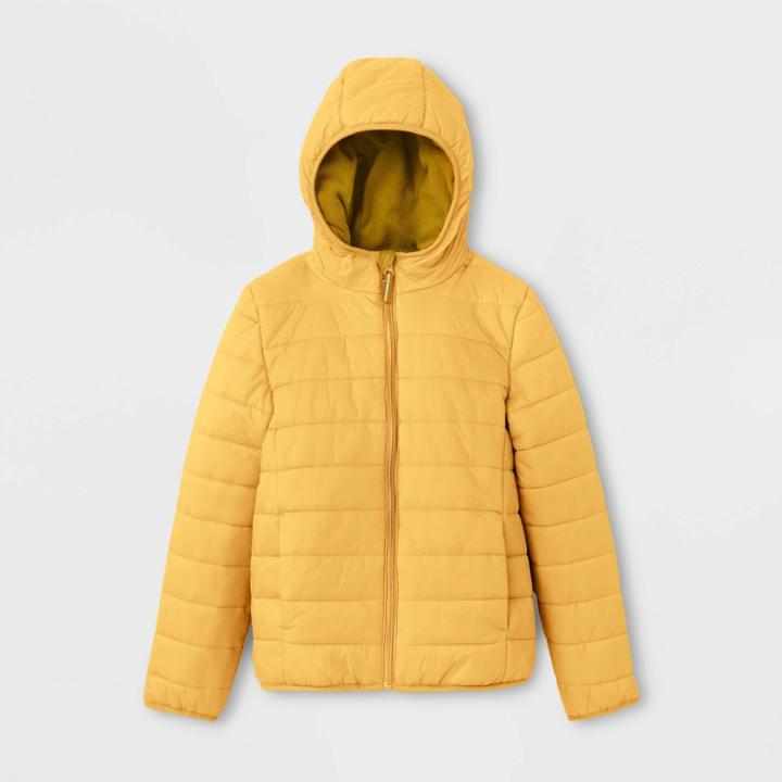 Kids' Lightweight Puffer Jacket - Cat & Jack Yellow S, Kids Unisex,