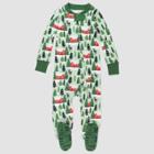 Honest Baby Cabins And Trees Organic Cotton Footed Pajama - Green