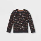 Girls' Halloween Printed Pullover Sweatshirt - Cat & Jack Light Black