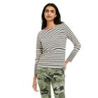 Women's Striped Long Sleeve Boat Neck T-shirt - Nili Lotan X Target Cream/navy Blue Xxs