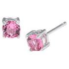 Target Silver Plated Brass Pink Stud Earrings With Crystals From Swarovski (4mm), Women's,
