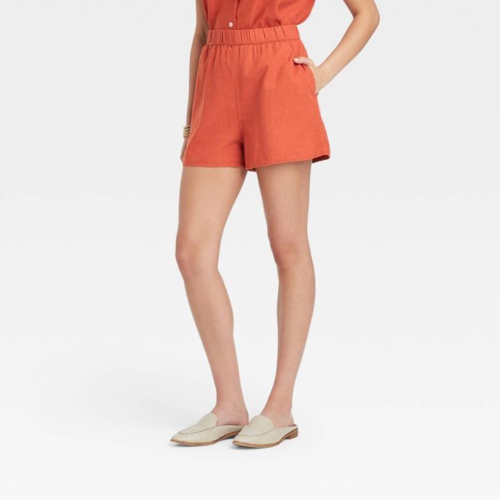 Women's High-rise Pull-on Shorts - Universal Thread Rust