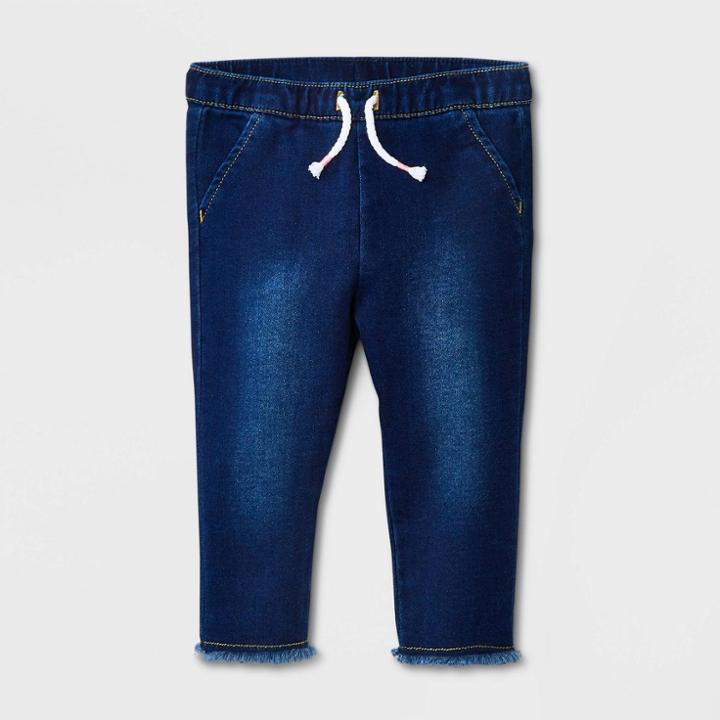 Baby Girls' Raw Edge Denim Pants - Cat & Jack Light Wash Newborn, Blue