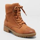 Women's Lue Microsuede Lace Up Hiking Boots - Universal Thread Cognac